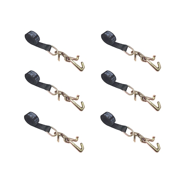 Tie 4 Safe 2" x 10' Tie Down Strap w/ TJ Cluster Hook for Wrecker Tow Truck Auto Hauling Black, 6PK TWS65-5210-TJ-BLK-6 - main